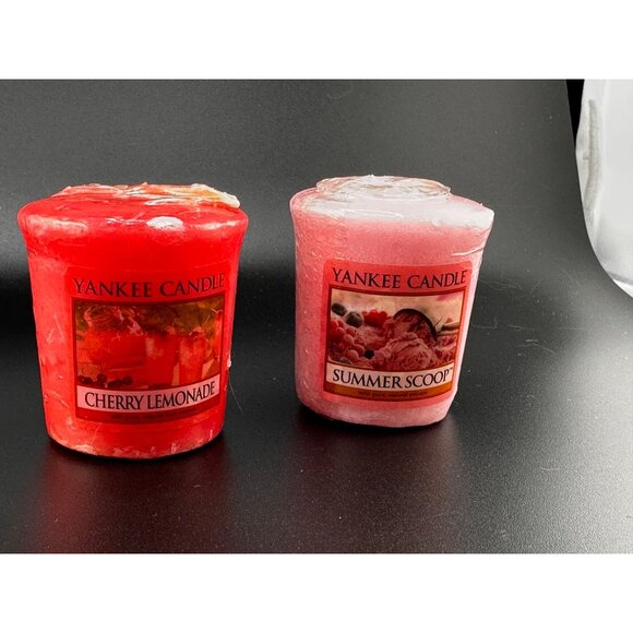 Yankee Candle Cherry Lemonade Retired HTF Summer Scoop Votive Candles 2 NOS - Picture 1 of 4